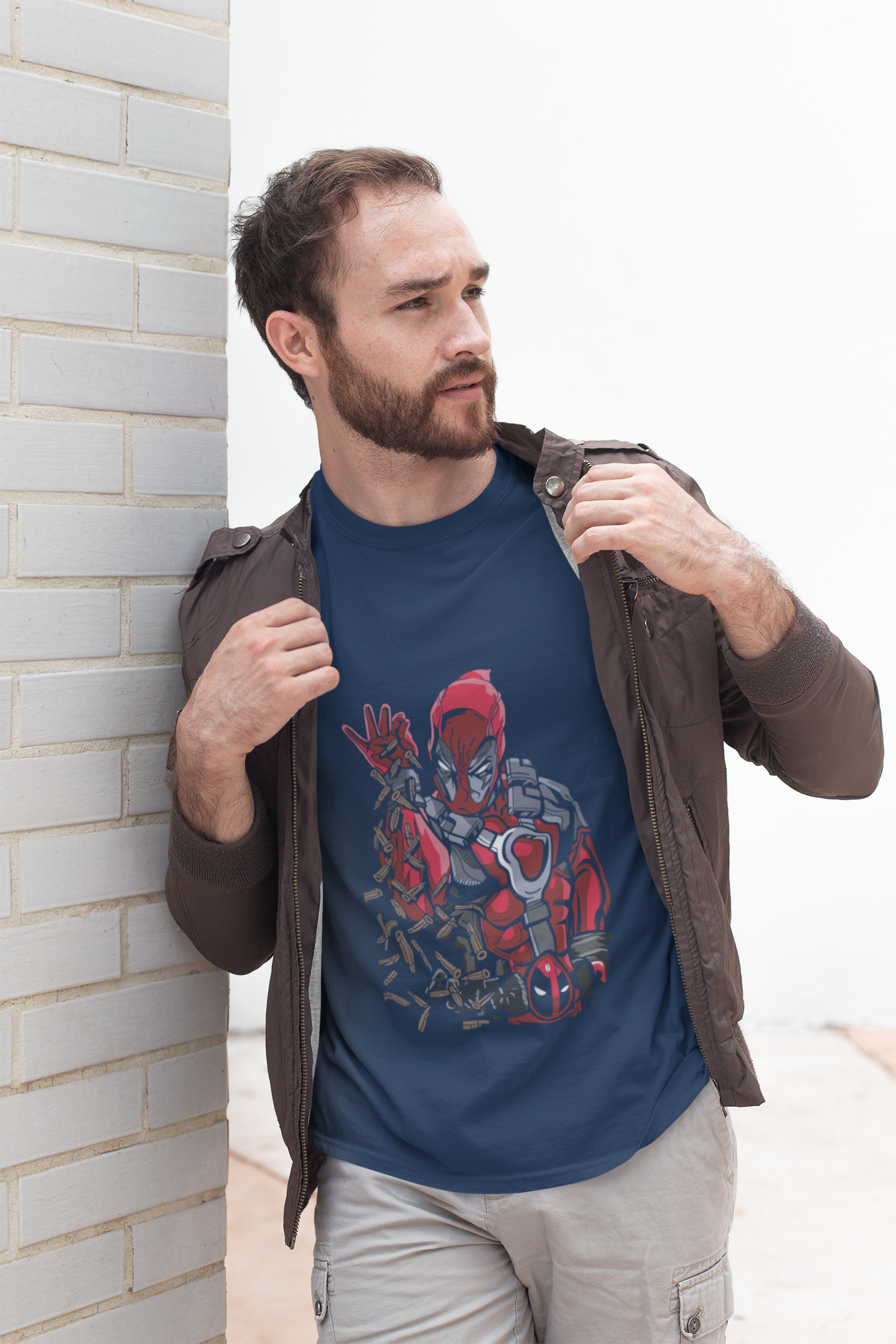 Deadpool in Iron man T-shirt