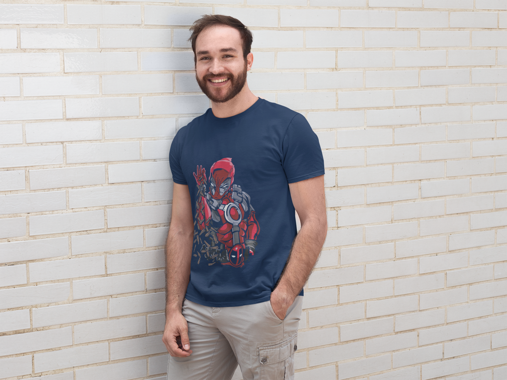 Deadpool in Iron man T-shirt