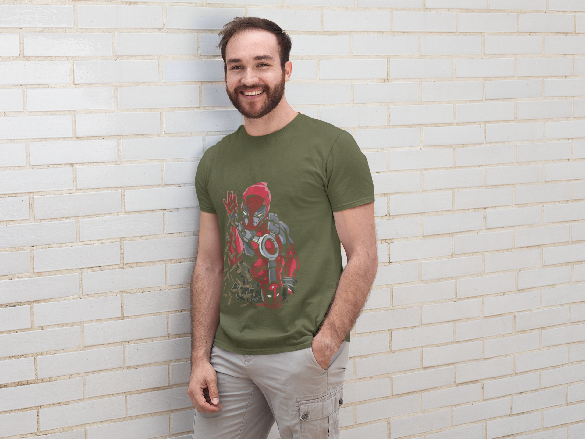 Deadpool in Iron man T-shirt